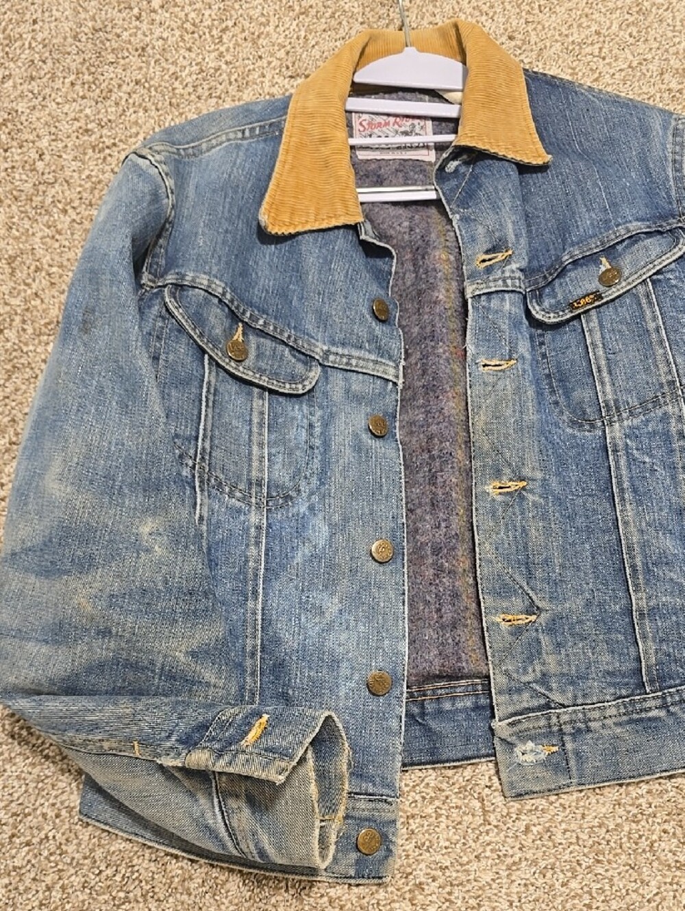 Lee Storm Rider Denim Jacket with Tan Corduroy Collar (1980-1985) - Picture 9 of 12